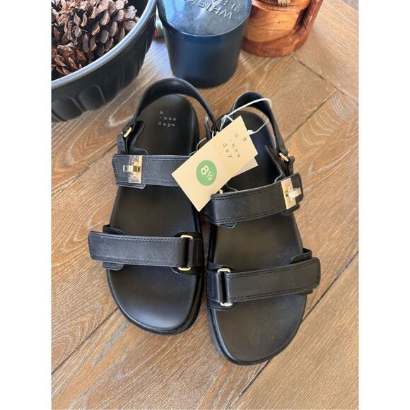 a new day Shoes - NWT A New Day Black Double Strap Sandals Size 8.5